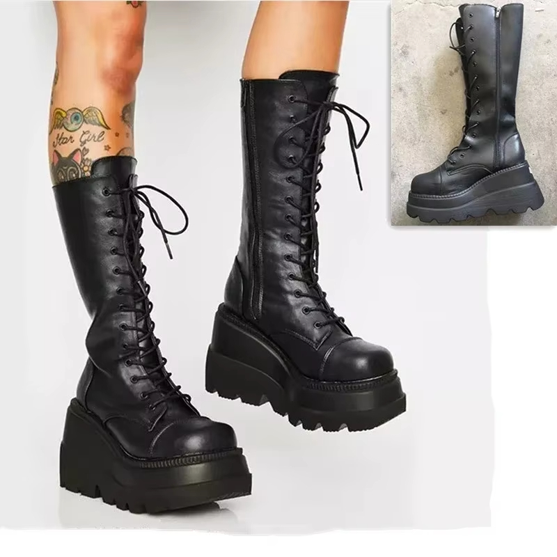 Women'S Fashion Knee High Boots - Damskie botki na platformie w stylu